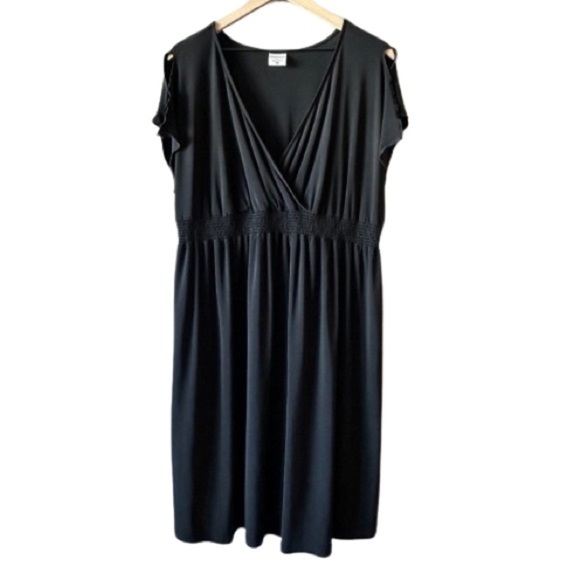 Women's Plus Maternity 1X Motherhood Black Dress Short Sleeve - Picture 1 of 7